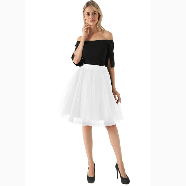 Puffy New Arrival 5 Layer Fashion Women Tulle Skirt Tutu Wedding Bridal Bridesmaid 2018 Overskirt Petticoat Lolita Saia