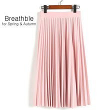 Load image into Gallery viewer, Spring and Autumn New  Fashion Women&#39;s High Waist Pleated Solid Color Half Length Elastic Skirt Promotions Lady Black Pink